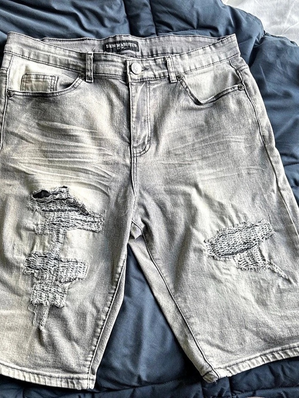 Denim & Rivets Men's Distressed Jean Shorts Gray Size 36